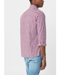 Мужская темно-красная рубашка с длинным рукавом от Mango Man