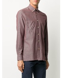 Мужская темно-красная рубашка с длинным рукавом от Kiton