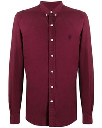 Мужская темно-красная рубашка с длинным рукавом от Polo Ralph Lauren
