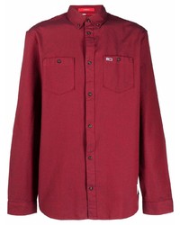 Мужская темно-красная рубашка с длинным рукавом от Tommy Jeans