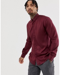 Мужская темно-красная рубашка с длинным рукавом от Twisted Tailor