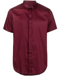 Мужская темно-красная рубашка с коротким рукавом от Armani Exchange