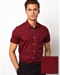 Мужская темно-красная рубашка с коротким рукавом от Asos