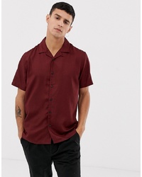 Мужская темно-красная рубашка с коротким рукавом от New Look