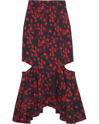 Темно-красная сатиновая юбка с вырезом от Givenchy