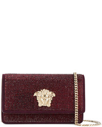 Женская темно-красная сумка с украшением от Versace