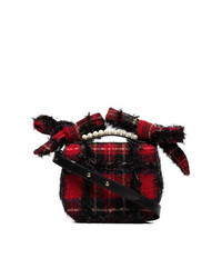 Темно-красная сумка через плечо в шотландскую клетку от Simone Rocha