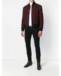 Мужская темно-красная университетская куртка от Saint Laurent