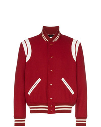 Мужская темно-красная университетская куртка от Saint Laurent