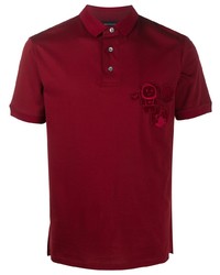 Мужская темно-красная футболка-поло с вышивкой от Emporio Armani
