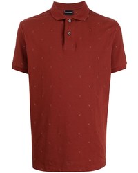 Мужская темно-красная футболка-поло с вышивкой от Emporio Armani