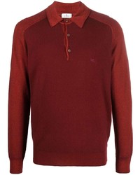 Мужская темно-красная футболка-поло с вышивкой от Etro