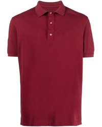 Мужская темно-красная футболка-поло с вышивкой от Isaia