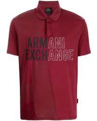 Мужская темно-красная футболка-поло с принтом от Armani Exchange