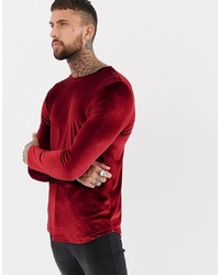 Мужская темно-красная футболка с длинным рукавом от ASOS DESIGN