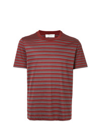 Мужская темно-красная футболка с круглым вырезом в горизонтальную полоску от Cerruti 1881
