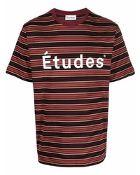 Мужская темно-красная футболка с круглым вырезом в горизонтальную полоску от Études