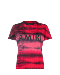 Женская темно-красная футболка с круглым вырезом с принтом тай-дай от Amiri