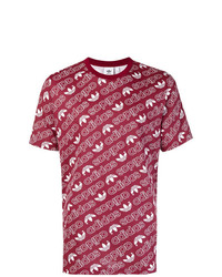Мужская темно-красная футболка с круглым вырезом с принтом от adidas