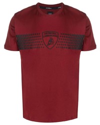 Мужская темно-красная футболка с круглым вырезом с принтом от Automobili Lamborghini