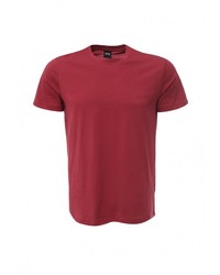Мужская темно-красная футболка с круглым вырезом с принтом от BOSS