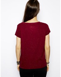Женская темно-красная футболка с круглым вырезом с принтом от Eleven Paris