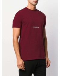 Мужская темно-красная футболка с круглым вырезом с принтом от Karl Lagerfeld
