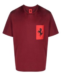 Мужская темно-красная футболка с круглым вырезом с принтом от Ferrari