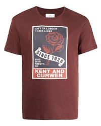 Мужская темно-красная футболка с круглым вырезом с принтом от Kent & Curwen
