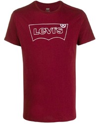 Мужская темно-красная футболка с круглым вырезом с принтом от Levi's