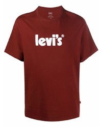 Мужская темно-красная футболка с круглым вырезом с принтом от Levi's
