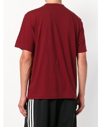 Мужская темно-красная футболка с круглым вырезом с принтом от Y-3