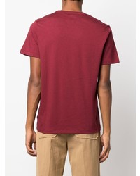 Мужская темно-красная футболка с круглым вырезом с принтом от Polo Ralph Lauren