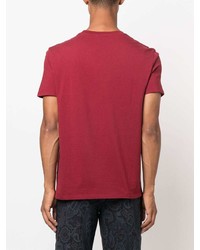 Мужская темно-красная футболка с круглым вырезом с принтом от Etro