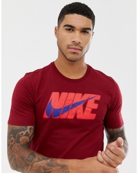 Мужская темно-красная футболка с круглым вырезом с принтом от Nike