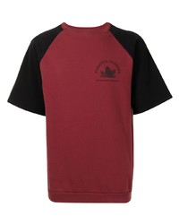 Мужская темно-красная футболка с круглым вырезом с принтом от Raf Simons