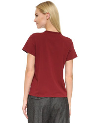 Женская темно-красная футболка с круглым вырезом с принтом от Marc Jacobs