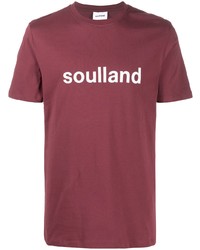 Мужская темно-красная футболка с круглым вырезом с принтом от Soulland