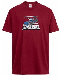 Мужская темно-красная футболка с круглым вырезом с принтом от Supreme