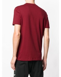 Мужская темно-красная футболка с круглым вырезом с принтом от Emporio Armani