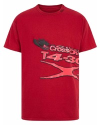 Мужская темно-красная футболка с круглым вырезом с принтом от Travis Scott