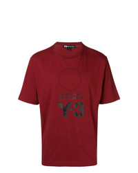 Мужская темно-красная футболка с круглым вырезом с принтом от Y-3