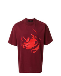 Мужская темно-красная футболка с круглым вырезом с принтом от Y/Project