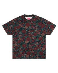 Мужская темно-красная футболка с круглым вырезом с цветочным принтом от Supreme