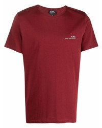 Мужская темно-красная футболка с круглым вырезом от A.P.C.