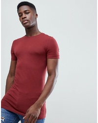 Мужская темно-красная футболка с круглым вырезом от ASOS DESIGN