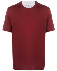 Мужская темно-красная футболка с круглым вырезом от Brunello Cucinelli