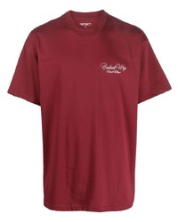 Мужская темно-красная футболка с круглым вырезом от Carhartt WIP