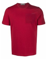 Мужская темно-красная футболка с круглым вырезом от Corneliani