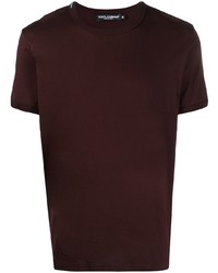 Мужская темно-красная футболка с круглым вырезом от Dolce & Gabbana